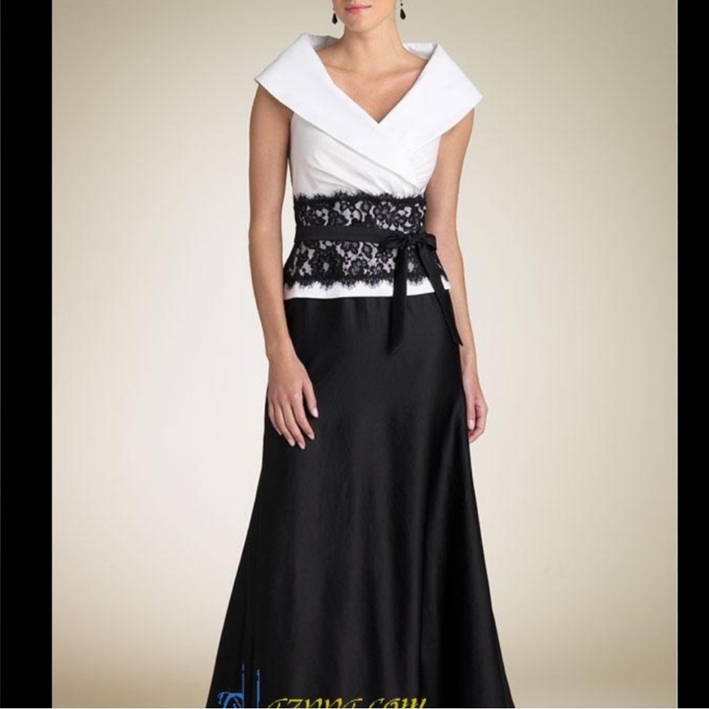 Tadashi Shoji Portrait Collar Satin Gown Dress side 10